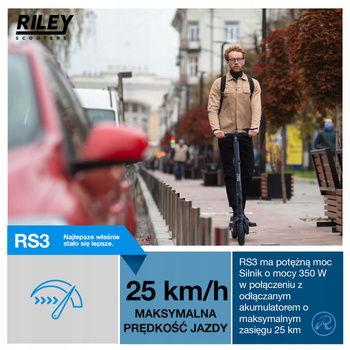Hulajnoga elektryczna RILEY RS3 25km 350W 8,5" Czarny