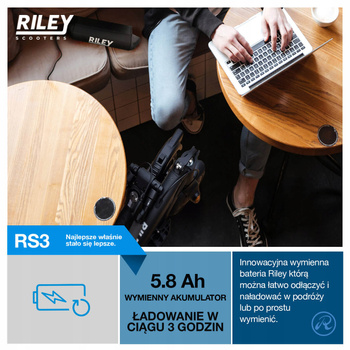 Hulajnoga elektryczna RILEY RS3 25km 350W 8,5" Czarny