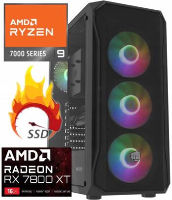 Mocny PC GAMING Ryzen 9 7900 Radeon RX 7800XT DDR5 32GB SSD 2TB Win11